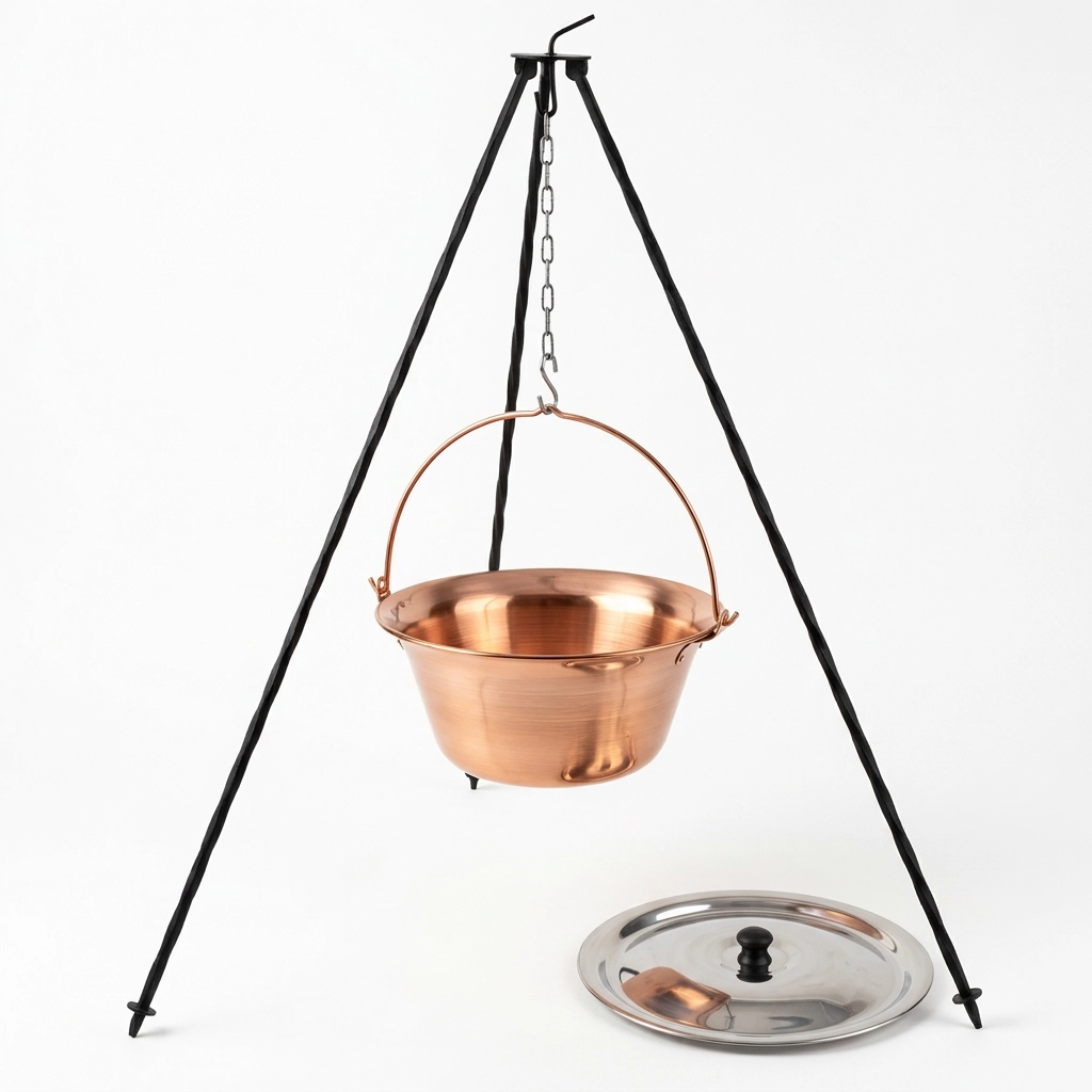 Medené kotlíky s trojnožkou